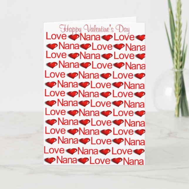 Happy Valentine's Day Greeting Card Nana Red Heart (Front)
