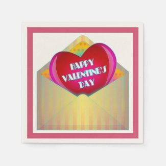 "HAPPY VALENTINE'S DAY" GREETING CARD NAPKINS