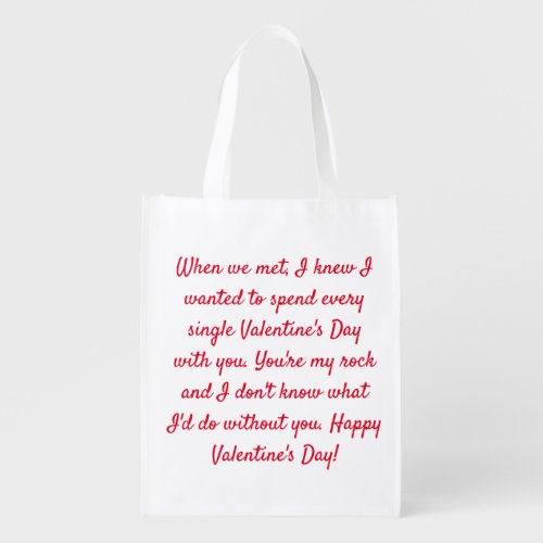 Happy Valentines Day Grocery Bag