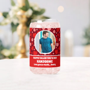 Happy Valentine's Day Handsome Photo Can Glass