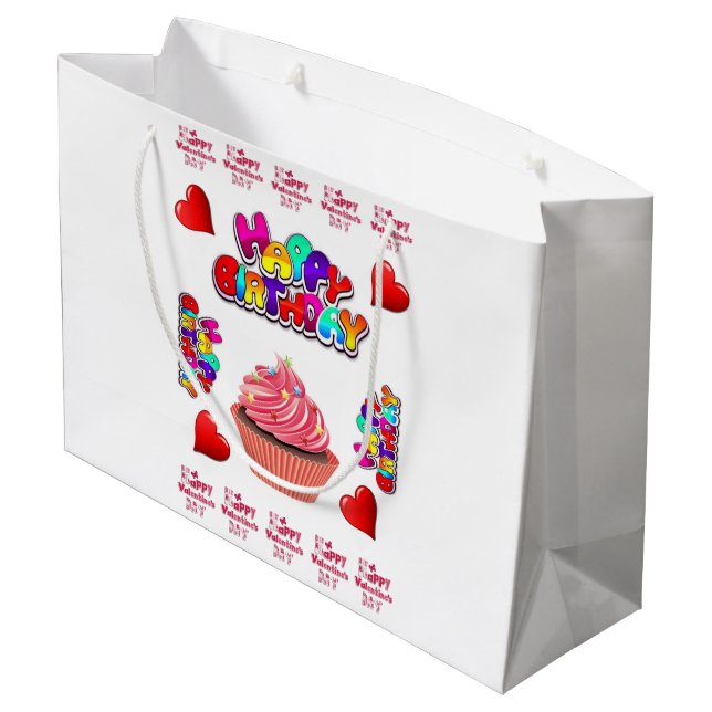 Happy Valentine's Day  Happy Birthday Gift Bag  (Back Angled)