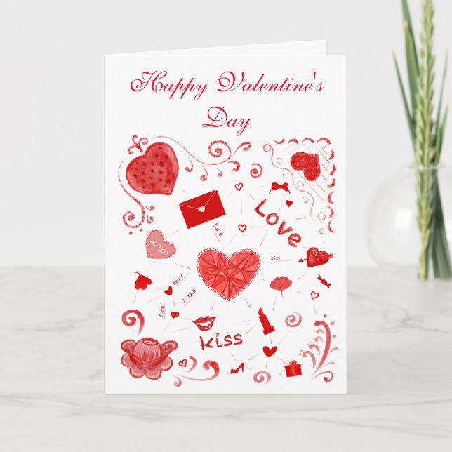 Happy Valentine's Day! Heart, хохо, love decor Card (Front)