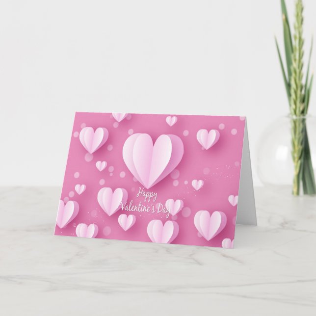 Happy Valentine's Day - Heart Air Balloons 3 Holiday Card (Front)