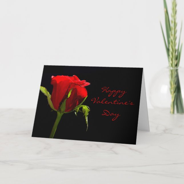 Happy Valentine's Day Heart and Rose Card (Front)