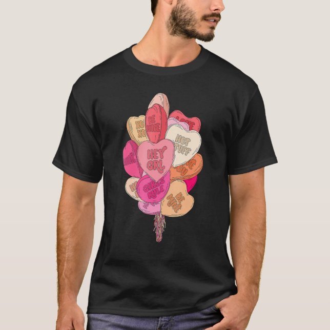 Happy Valentine's Day Heart Balloons Candy  Girls  T-Shirt (Front)
