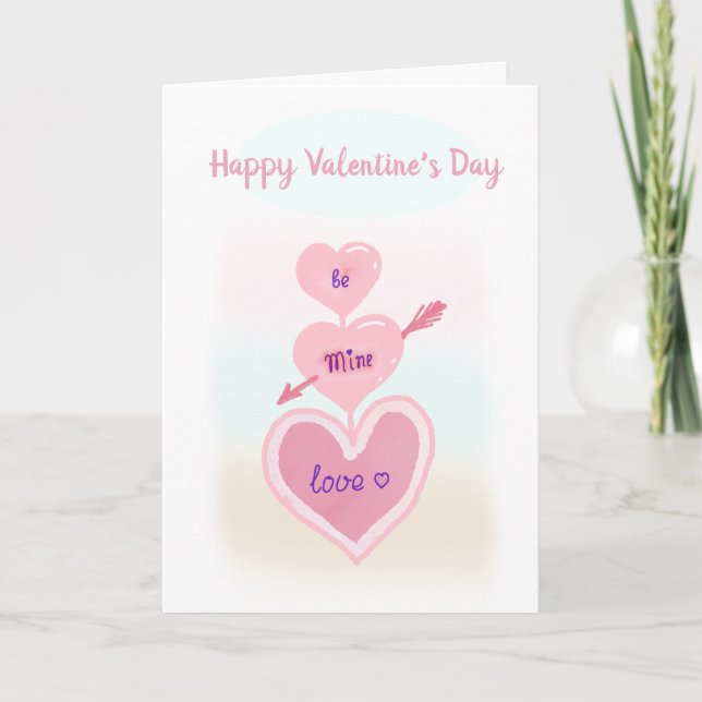 Happy Valentine's Day! Heart, be mine text Card (Front)