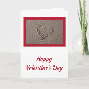 Happy Valentine's Day Heart Beach Sand Card