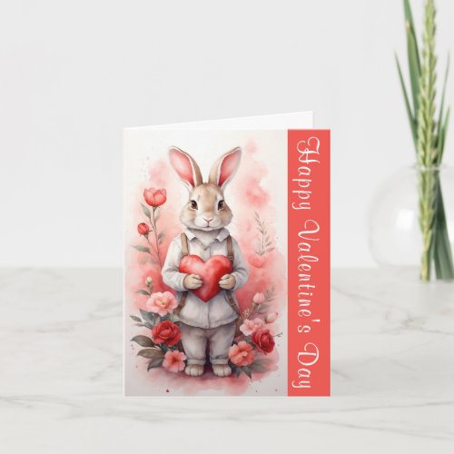 Happy Valentines Day Heart Bunny Greeting Card