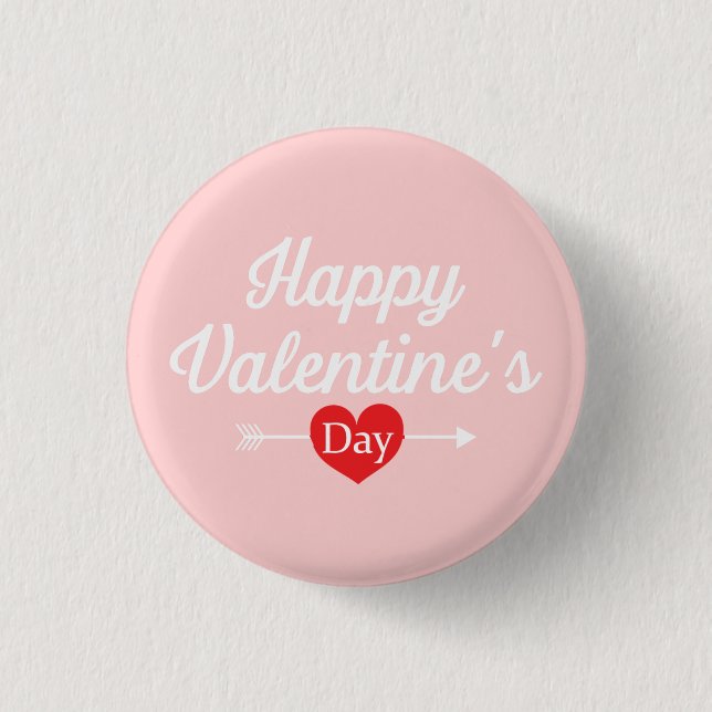 Happy Valentine's Day Heart Button (Front)