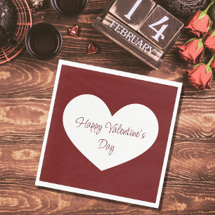 Happy Valentine's Day Heart Cute Red Party Napkins