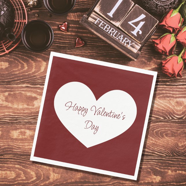 Happy Valentine's Day Heart Cute Red Party Napkins (Creator Uploaded)