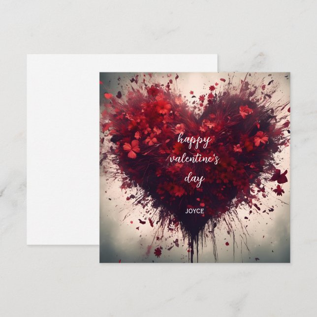 Happy Valentine's Day - Heart Filled Red Flowers Card (Front/Back)