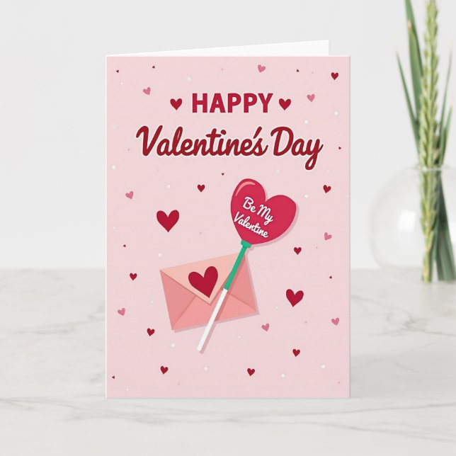 Happy Valentines Day Heart Glitter Card (Front)