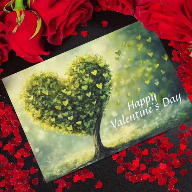 Happy Valentine's day Heart Green Tree Card (Creator Uploaded)