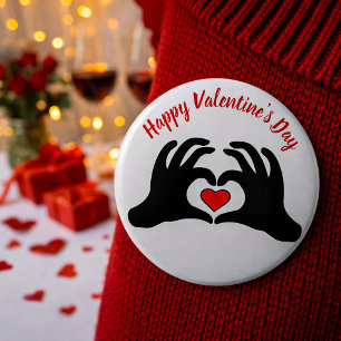 Happy Valentine's Day Heart Hands Button