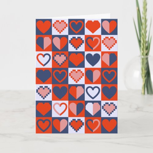 Happy Valentines Day  Heart Icons Card