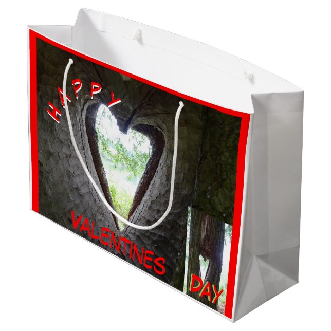 Happy Valentines Day Heart in Tree Gift Bag (Back Angled)
