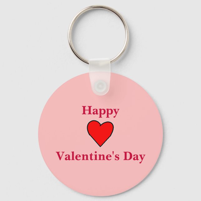 Happy Valentine's Day Heart Keychain (Front)