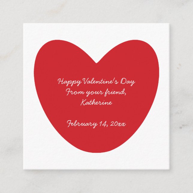 Happy Valentine's Day heart kids classroom custom Enclosure Card (Front)