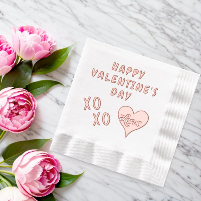 Happy Valentine's Day Heart Kiss Hug Foil Napkins (Insitu (Wedding))