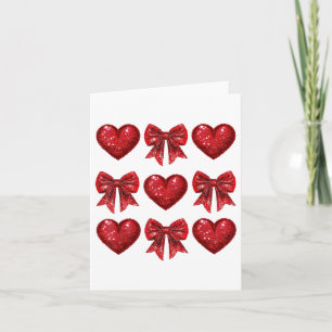 Happy Valentines Day Heart Love Coquette Bow Girl Card