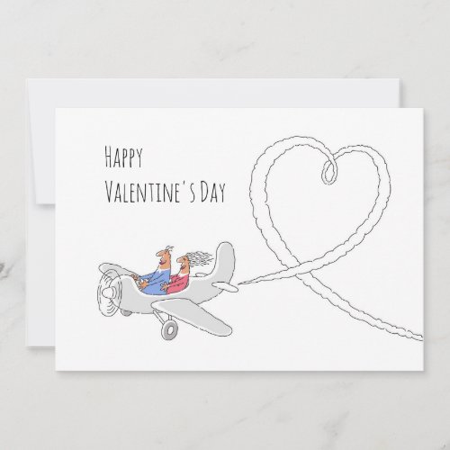 Happy Valentines Day Heart Love Couple Airplane Holiday Card