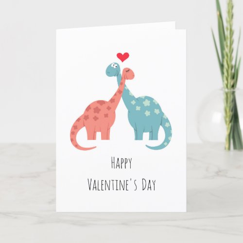 Happy Valentines Day Heart Love Dinosaurs Holiday Card