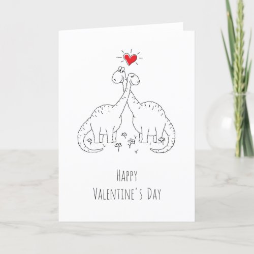 Happy Valentines Day Heart Love Dinosaurs Holiday Card