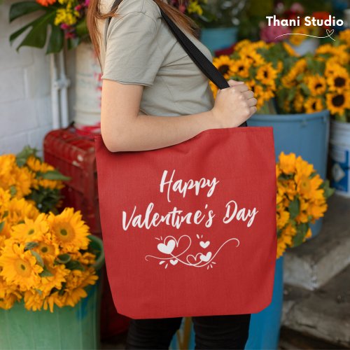 Happy Valentines Day Heart Modern Typography  Tote Bag