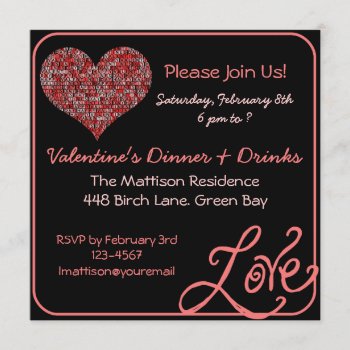 Happy Valentines Day Heart Party Invitation by valentines_store at Zazzle
