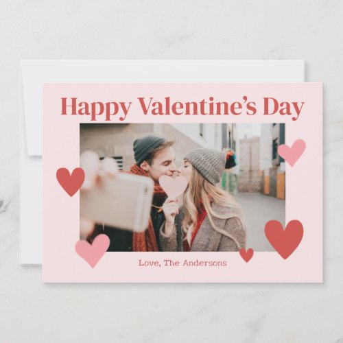 Happy Valentines Day Heart Pink Photo Card
