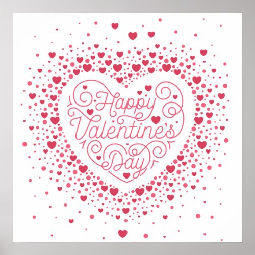 Happy Valentines Day Heart Poster 24x24
