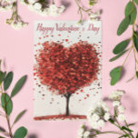 Happy Valentine's Day Heart Red Tree Postcard<br><div class="desc">This design was created though digital art. It may be personalized in the area provided or customizing by choosing the click to customize further option and changing the name, initials or words. You may also change the text color and style or delete the text for an image only design. Contact...</div>