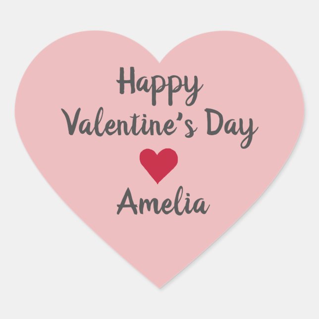 Happy Valentines Day Heart Script Stickers (Front)