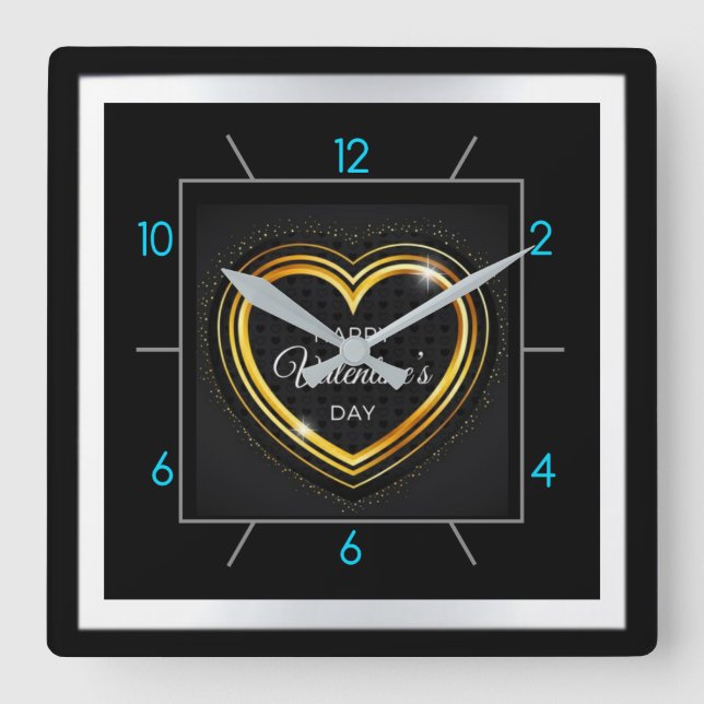 Happy Valentine's Day Heart Shape-23781 Square Wall Clock (Front)