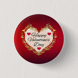 Happy Valentine's Day Heart Shape-47949 Button