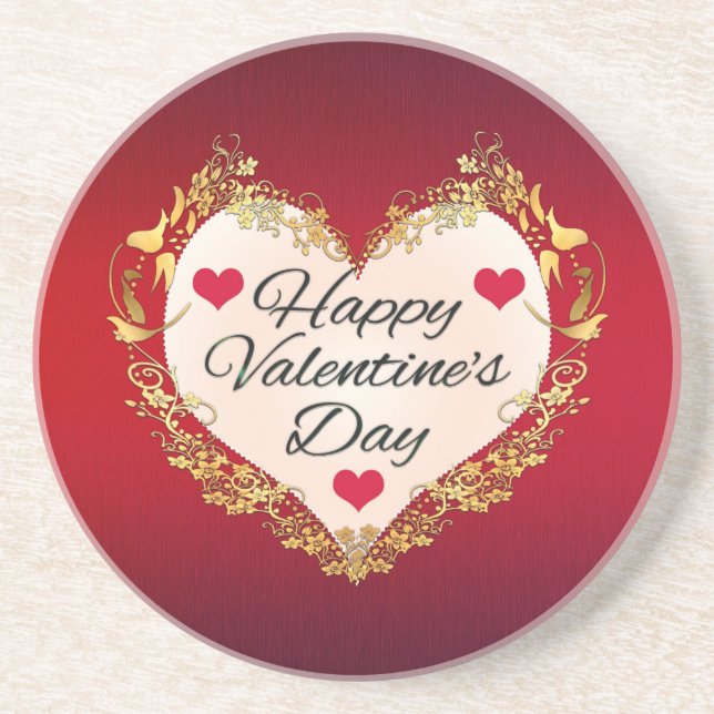 Happy Valentine's Day Heart Shape-47949 Coaster (Front)