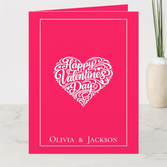 Happy Valentines Day Heart Shape Greeting Card (Front)