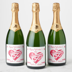 Happy Valentine's Day Heart Sparkling Wine Label