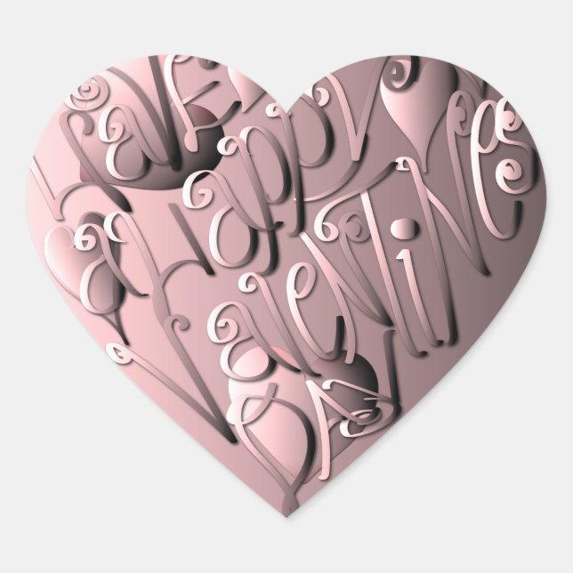 "Happy Valentine's Day" Heart Sticker (Front)