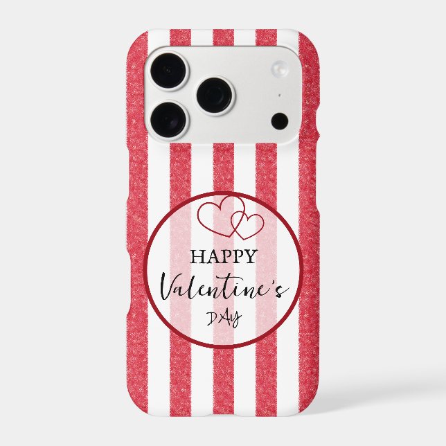 Happy Valentine's Day Heart Stripes Case-Mate iPhone Case (Back)