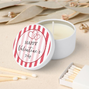 Happy Valentine's Day Heart Stripes Mini Candle Favors
