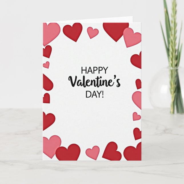 Happy Valentines Day Heart Themed Card (Front)