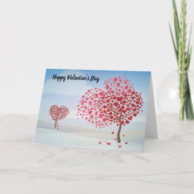 Happy Valentine's Day Heart Tree Holiday Card (Front)