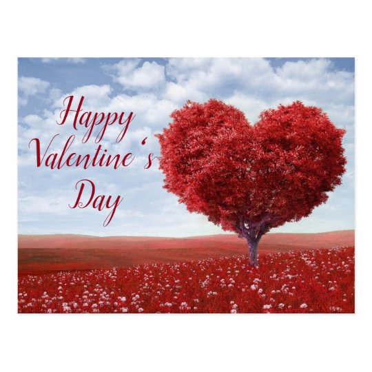 Happy Valentine's Day Heart Tree Postcard | Zazzle.com