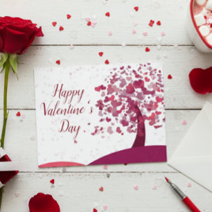 Happy Valentine's Day Heart Tree Postcard