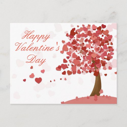 Happy Valentines Day Heart Tree Red Postcard