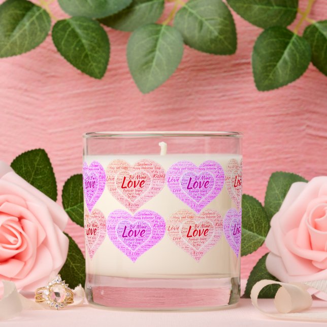Happy Valentine's Day - Heart Word Cloud Valentine Scented Candle (Wedding)