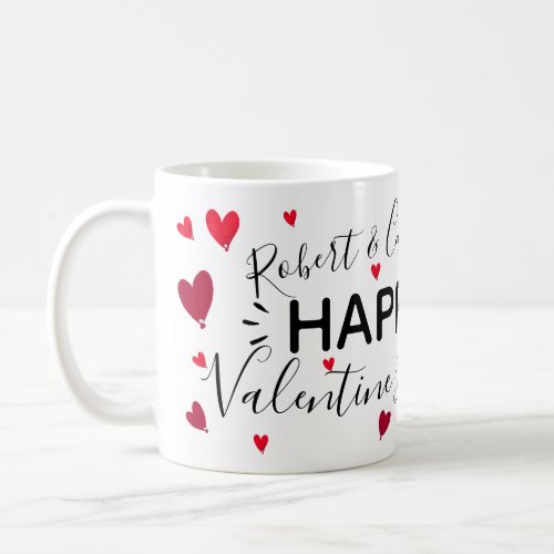 Happy Valentines Day Hearts Add Names Coffee Mug