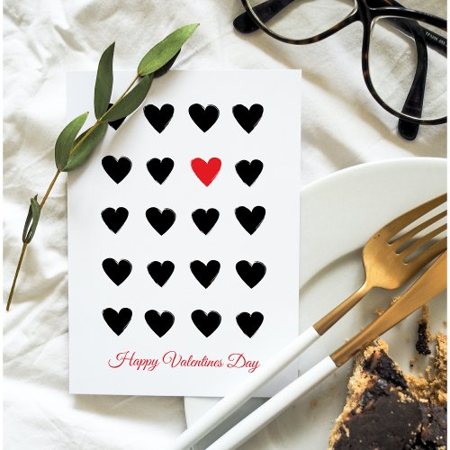 Happy Valentines Day Hearts Black And Red Gift Holiday Card